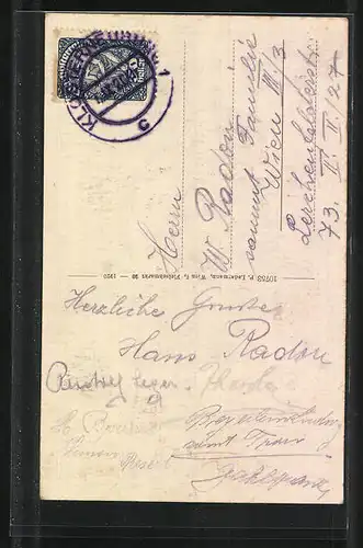 AK Klosterneuburg, Gasthaus Stiftskeller, Siegel mit Weinglas