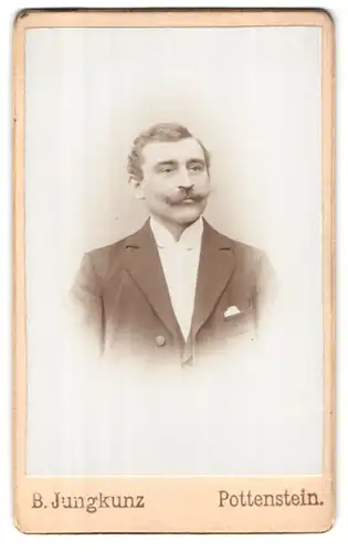 Fotografie B. Jungkunz, Pottenstein, Portrait eleganter Herr mit Moustache