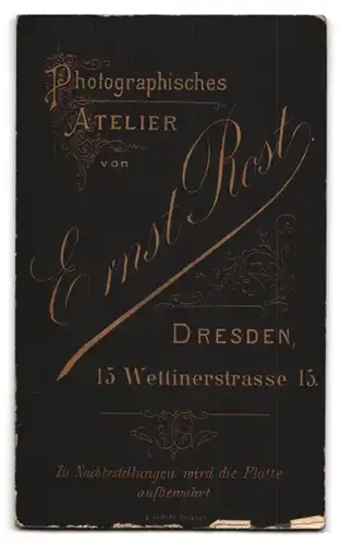 Fotografie Ernst Rost, Dresden, Wettinerstrsse 15, Portrait eleganter Herr mit Oberlippenbart