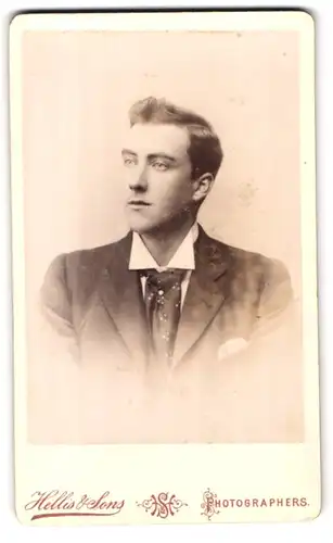 Fotografie Hellis & Sons, London, 30 Clapham Road, junger Herr mit Krawatte und Anzug