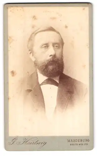 Fotografie G. Haertwig, Magdeburg, Breite Weg 213, Portrait stattlicher Herr im Anzug mit Vollbart