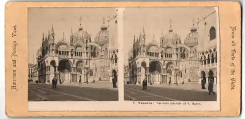 Stereo-Fotografie unbekannter Fotograf, Ansicht Venedig-Venezia, Facciata laterale di S. Marco