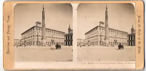 Stereo-Fotografie unbekannter Fotograf, Ansicht Rom-Roma, S. Giovanni Laterano, Palazzo ed Obelisco