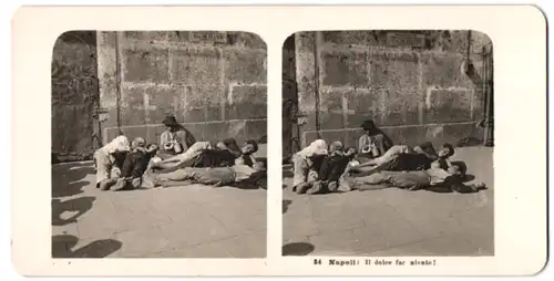 Stereo-Fotografie NPG, Berlin-Steglitz, Neapel-Napoli, Vagabunden lungern auf der Strasse herum