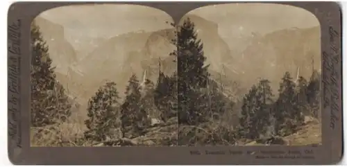 Stereo-Fotografie Griffith & Griffith, Philadelphia, Ansicht Yosemite Valley / CA, Panorama vom Inspiration Point