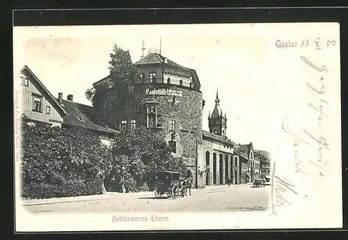 AK Goslar a. Harz, Strassenpartie mit Achtermanns Turm