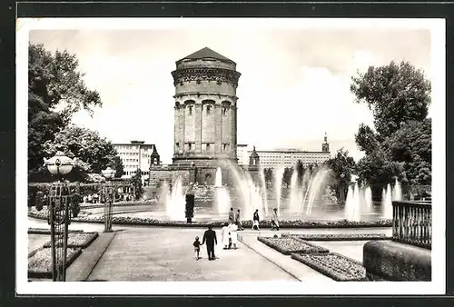 AK Mannheim, Wasserturm mit Wasserspielen