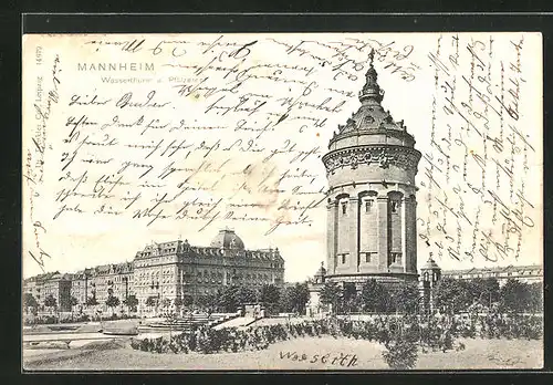 AK Mannheim, Wasserturm und Pfälzerhof