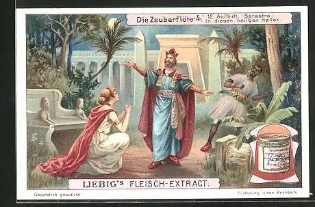 Sammelbild Liebig, Liebig`s Fleisch-Extract, Die Zauberflöte 4., 12. Auftritt, Sarastro: In diesen heil`gen Hallen