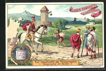 Sammelbild Liebig, Liebig Company`s Fleisch-Extract, Zur Geschichte der Telegraphie, Telegraphie der Römer