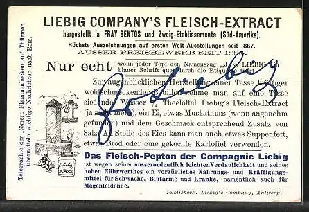 Sammelbild Liebig, Liebig Company`s Fleisch-Extract, Zur Geschichte der Telegraphie, Telegraphie der Römer