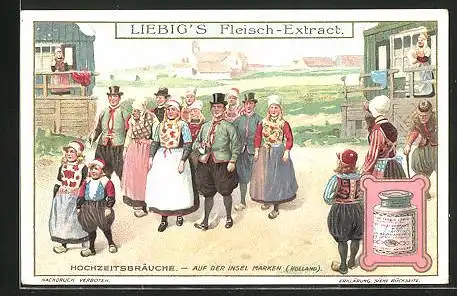 Sammelbild Liebig, Liebig`s Fleisch-Extract, Marken, Hochzeitsbräuche, Hochzeitszug