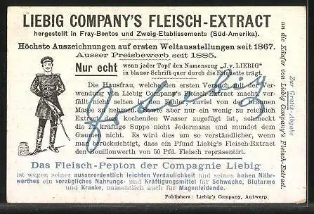 Sammelbild Liebig, Liebig Company`s Fleisch-Extract u.- Pepton, Ströme Europa`s Elbe