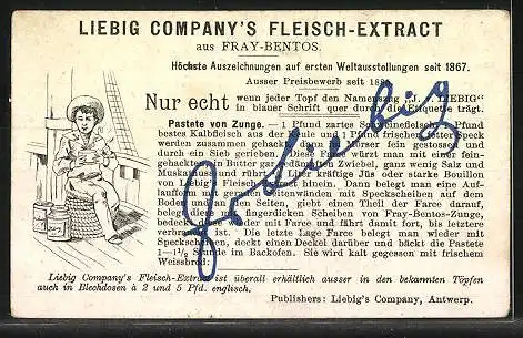 Sammelbild Liebig, Liebig Company`s Fleisch-Extract, Sapienti sat, Für den Weisen genug, Betrunkener vor der Tür