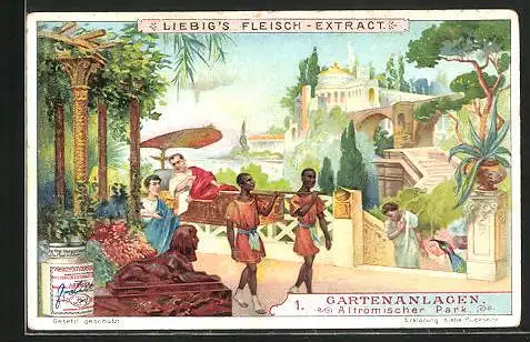 Sammelbild Liebig, Liebig`s Fleisch-Extract, Gartenanlagen, Altrömischer Park