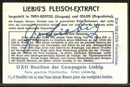 Sammelbild Liebig, Liebig`s Fleisch Extract, Die Artus-Sage, Brautzug des Artus mit Ginevra