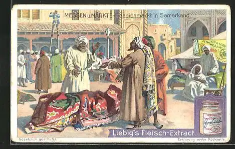 Sammelbild Liebig, Messen und Märkte, Teppichmarkt in Samarkand