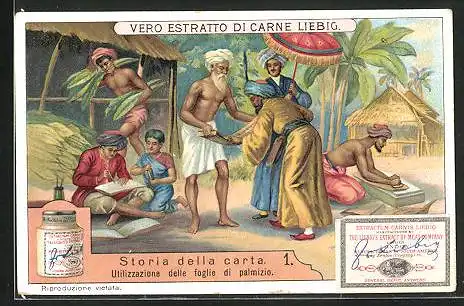 Sammelbild Liebig, Storia della carta, Utilizzazione delle foglie di palmizio