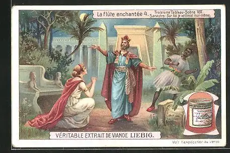 Sammelbild Liebig, La flûte enchantée 4, Triosème Tableau-Scène VIII, Sarastro, Sur toi je veillerai moi-même