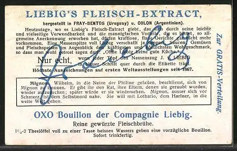Sammelbild Liebig, Oper v. Ambroise Thomas, Akt 2, Scene 8, Wilhelm: Leb wohl! Gieb Kraft dem Herzen, o weine nicht!
