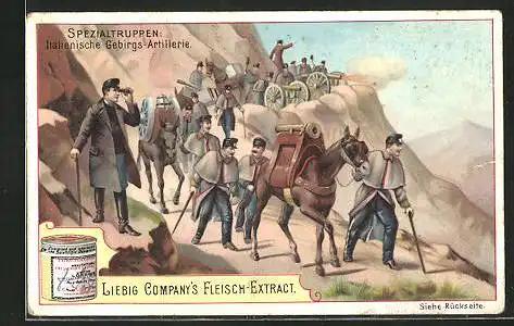 Sammelbild Liebig, Spezialtruppen: Italienische Gebirgs-Artillerie