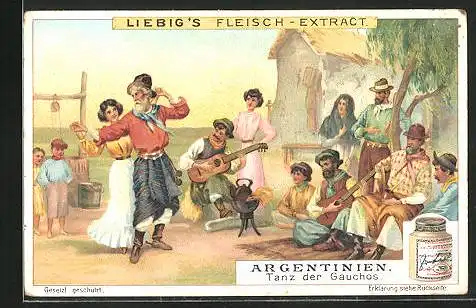 Sammelbild Liebig, Argentinien, Tanz der Gauchos