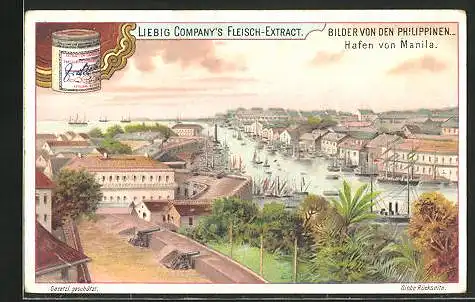 Sammelbild Liebig, Bilder von den Philippinen, Hafen von Manila