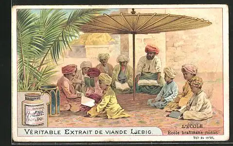 Sammelbild Liebig, L`ecole, École brahmane (Indes)