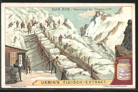 Sammelbild Liebig, Das Eis, Gewinnung des Gletscheises