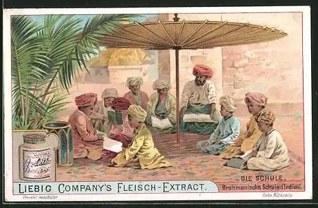 Sammelbild Liebig, Die Schule, Brahmanische Schule, Indien