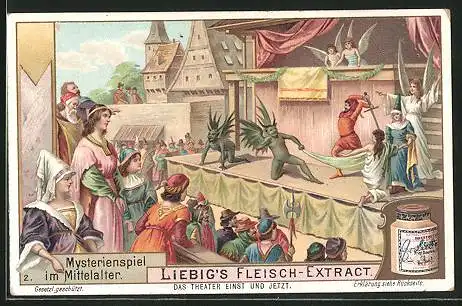 Sammelbild Liebig, Mysterienspiel im Mittelalter