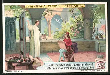 Sammelbild Liebig, Raphael erhält durch seinen Freund Bartholommeo Anregung und Belehrung