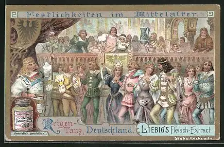 Sammelbild Liebig, Festlichkeiten im Mittelalter, Reigentanz, Deutschland