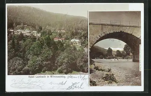 AK Mürzzuschlag, Hotel Lambach, Mürzbrücke