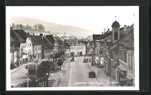 AK Kindberg, Hauptplatz mit Blick in die Ferne