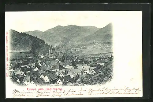 AK Kapfenberg, Ortsansicht mit Bergen
