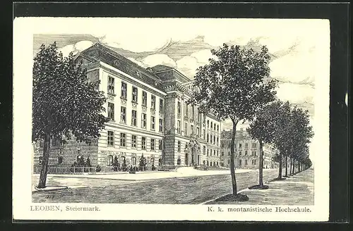 Künstler-AK Leoben, An der K.k. montanistischen Hochschule