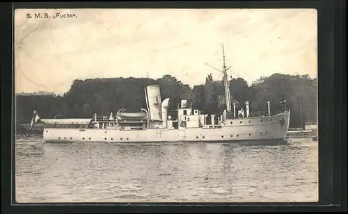 AK Kriegsschiff S. M. S. Fuchs in Fahrt