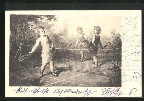 AK Mädchen beim Tennis