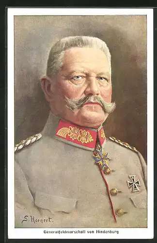 Künstler-AK Generalfeldmarschall Paul von Hindenburg im Portrait