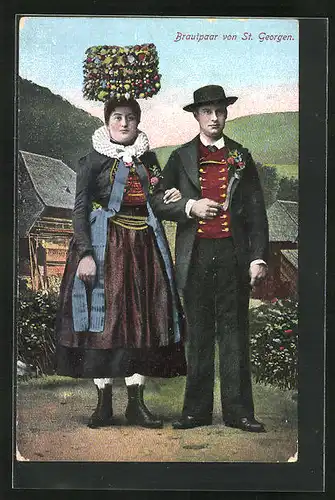 AK Tracht Schaumburg-Lippe, Brautpaar von St. Georgen