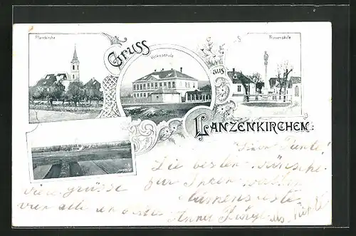 AK Lanzenkirchen, Volksschule, Frauensäule, Pfarrkirche