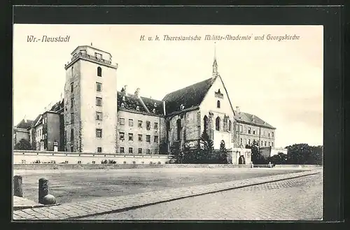AK Wr.-Neustadt, K.u.k. Theresianische Militär-Akademie und Georgskirche