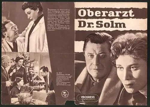 Filmprogramm PFI Nr. 96 /56, Oberarzt Dr. Solm, Hans Söhker, Walther Suessenguth, Regie: Paul May