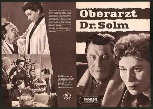 Filmprogramm PFI Nr. 96 /56, Oberarzt Dr. Solm, Hans Söhker, Walther Suessenguth, Regie: Paul May