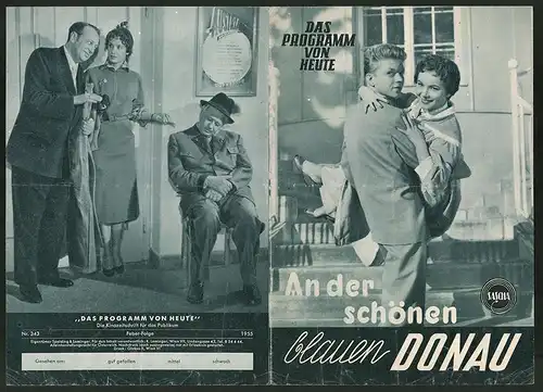 Filmprogramm Programm von Heute Nr. 343, An der schönen blauen Donau, Hardy Krüger, Nicole Besnard, Regie: H. Schweikart