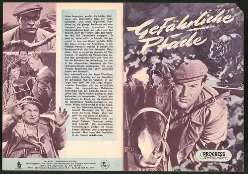 Filmprogramm PFI Nr. 63 /55, Gefährliche Pfade, I. Woronin, W. Wsewolodow, Regie: Alexander u. Jewgenij Alexejew