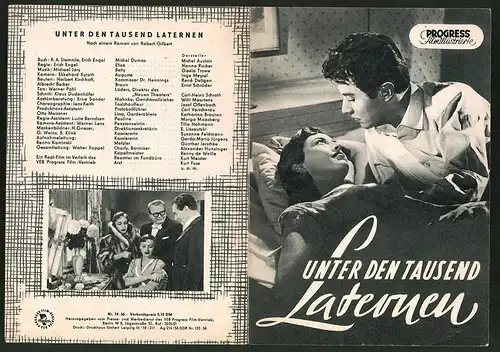 Filmprogramm PFI Nr. 74 /56, Unter den tausend Laternen, Michel Auclair, Hanna Rucker, Regie: R. A. Stemmle