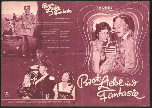 Filmprogramm PFI Nr. 79 /55, Brot, Liebe und Fantasie, Gina Lollobrigida, Vittorio de Sica, Regie: Luigi Comencini