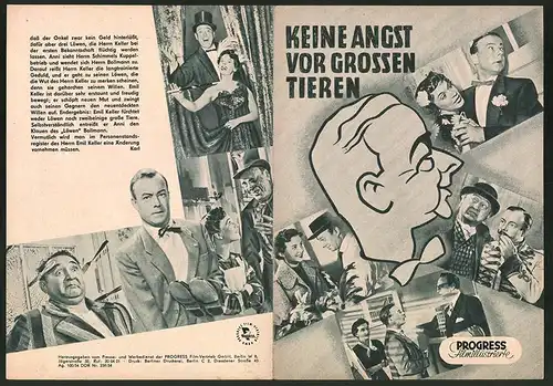 Filmprogramm PFI Nr. 100 /54, Keine Angst vor grossen Tieren, Heinz Rühmann, Ingeborg Körner, Regie: Ulrich Erfurth